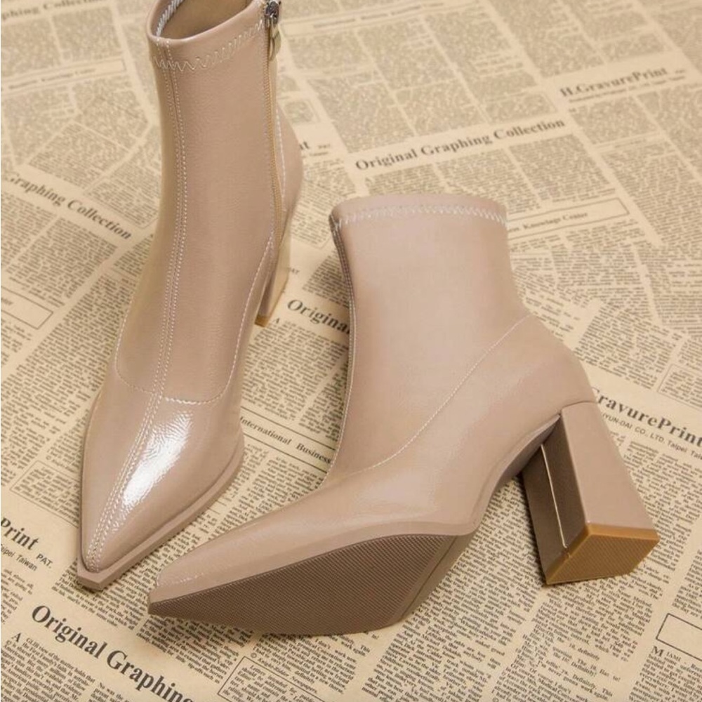SHEIN Chic Nude Heeled Boots